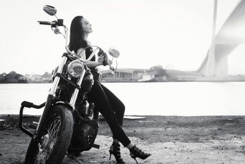 バイク女性、外人さん